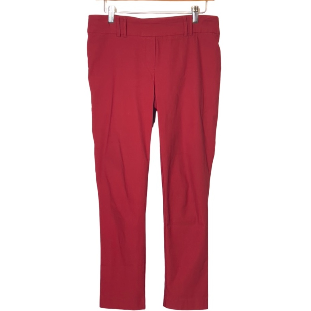 Jules & Leopold Sienna Red Mid Rise Slim Straight Leg Pull On Ankle Work Pants M